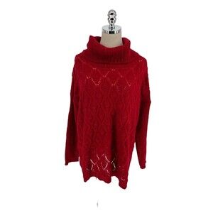 Elsamanda Sweater Women's Size Medium Red Mohair Blend Long Sleeve Cowl Neck